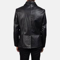 Mr. Bailey Black Leather Naval Peacoat by Dash Racegear - men Jacket view 5