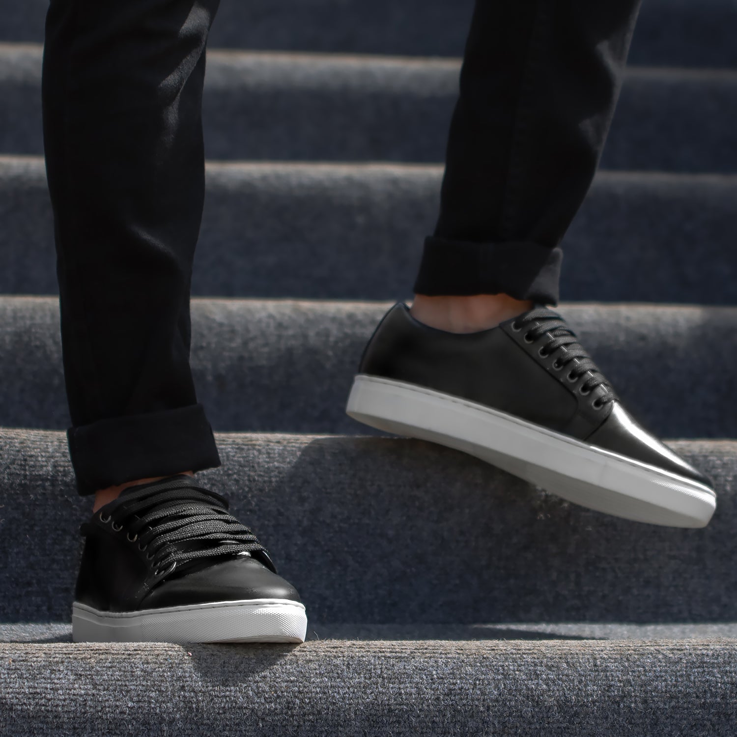 Murphy Low Top Black Leather Sneakers by Dash Racegear - men Leather Shoes view 3