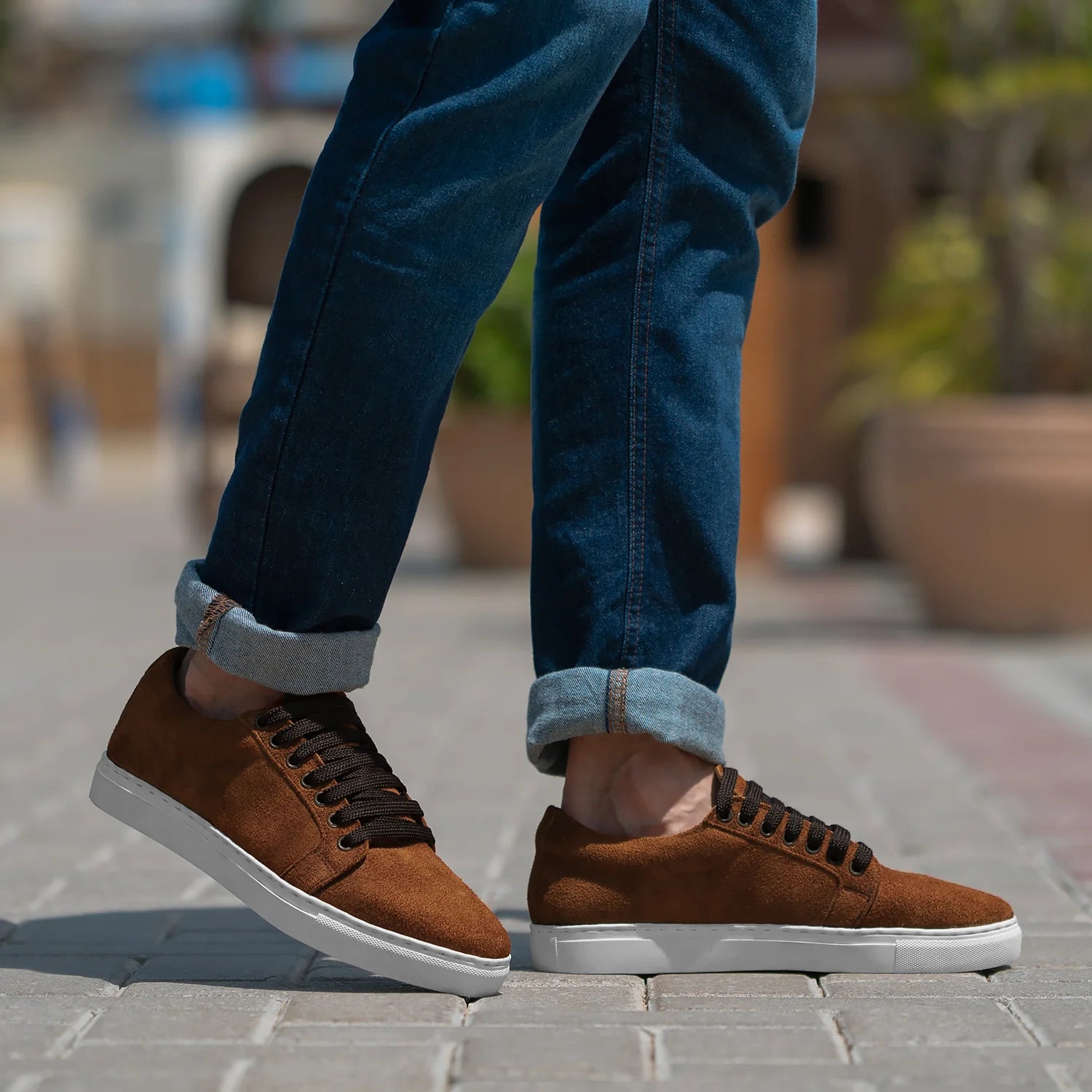 Murphy Low Top Brown Suede Sneakers by Dash Racegear - men Leather Shoes view 2