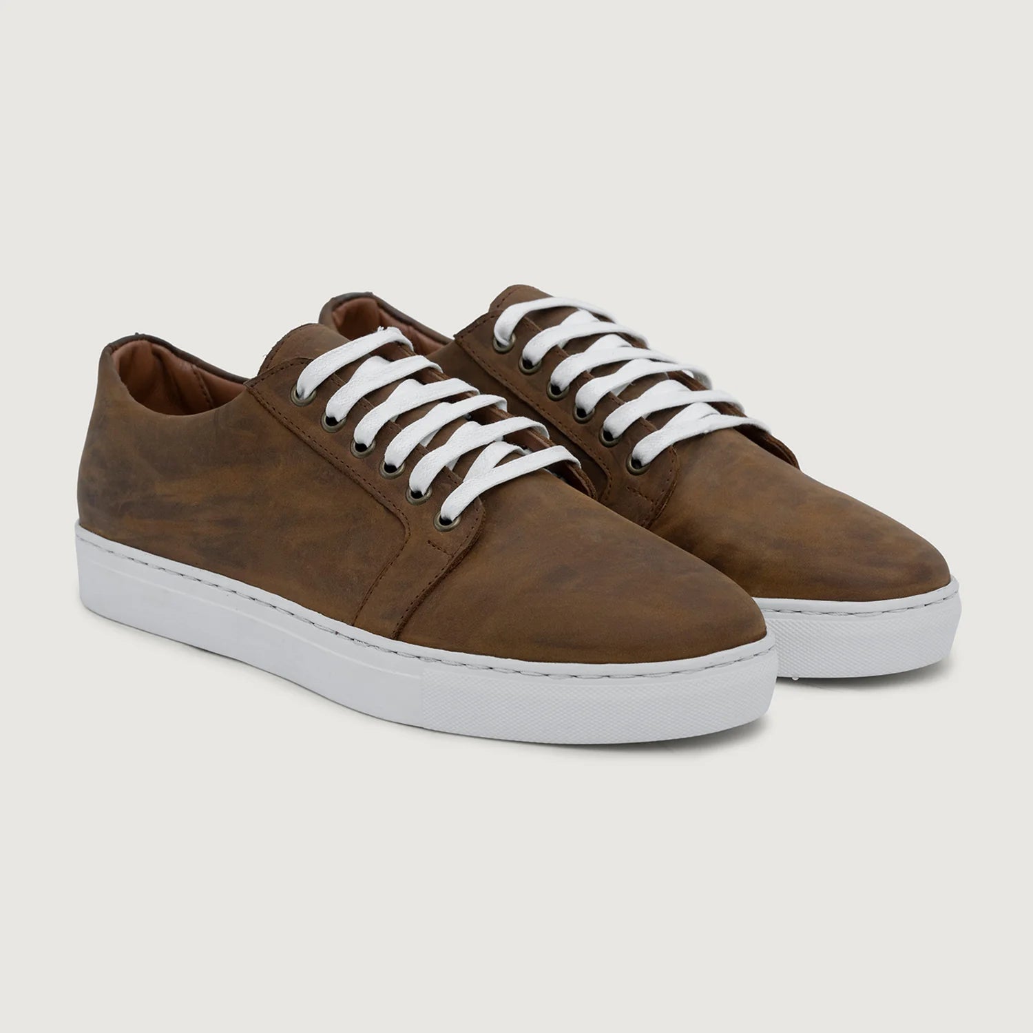 Murphy Low Top Burnt Copper Pullup Leather Sneakers by Dash Racegear - men Leather Shoes view 1