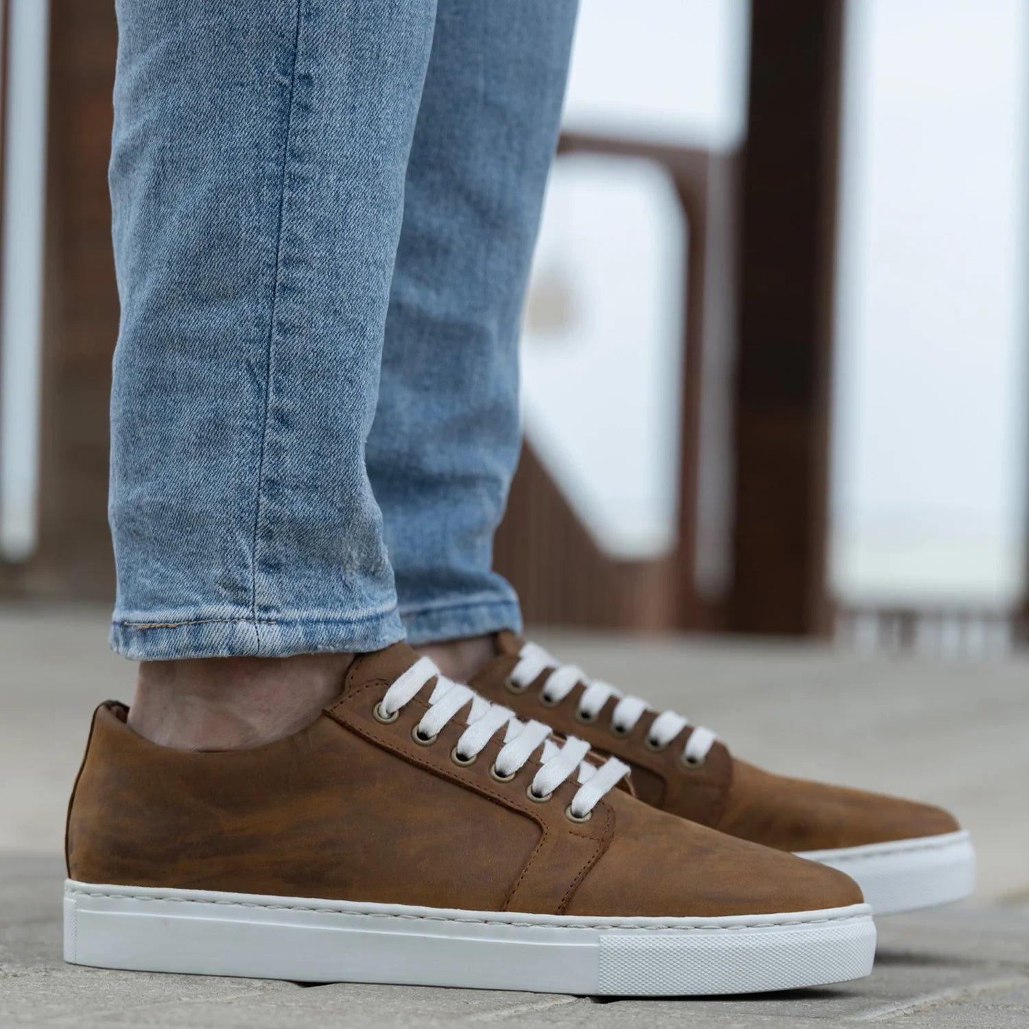 Murphy Low Top Burnt Copper Pullup Leather Sneakers by Dash Racegear - men Leather Shoes view 7