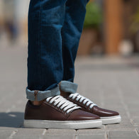 Murphy Low Top Maroon Leather Sneakers by Dash Racegear - men Leather Shoes view 1