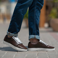 Murphy Low Top Maroon Leather Sneakers by Dash Racegear - men Leather Shoes view 2