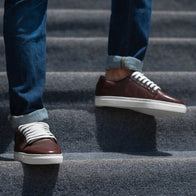Murphy Low Top Maroon Leather Sneakers by Dash Racegear - men Leather Shoes view 3