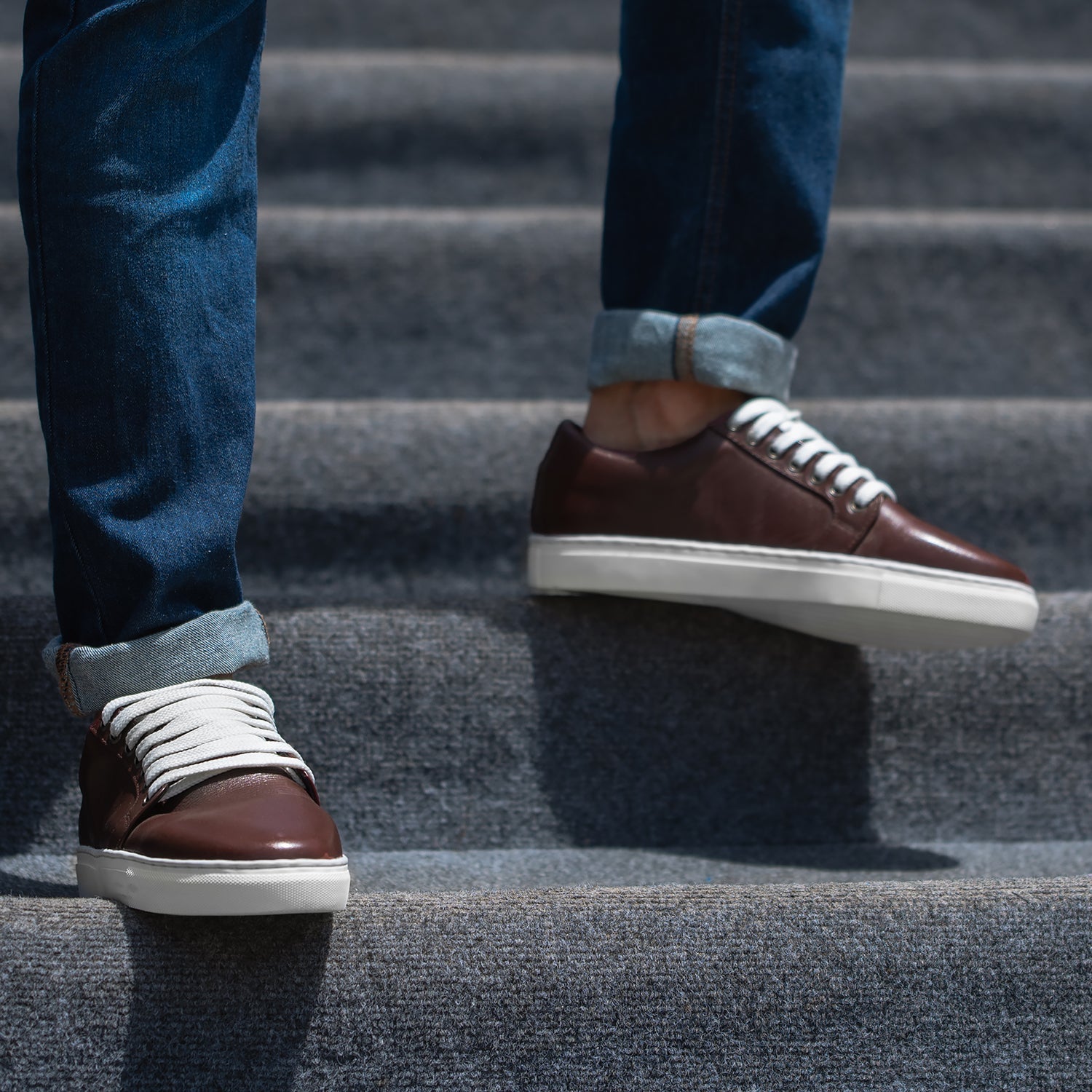 Murphy Low Top Maroon Leather Sneakers by Dash Racegear - men Leather Shoes view 3