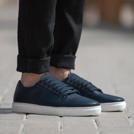 Murphy Low Top Midnight Blue Leather Sneakers by Dash Racegear - men Leather Shoes view 1