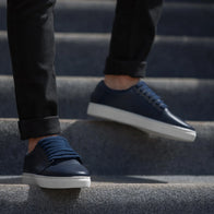 Murphy Low Top Midnight Blue Leather Sneakers by Dash Racegear - men Leather Shoes view 3