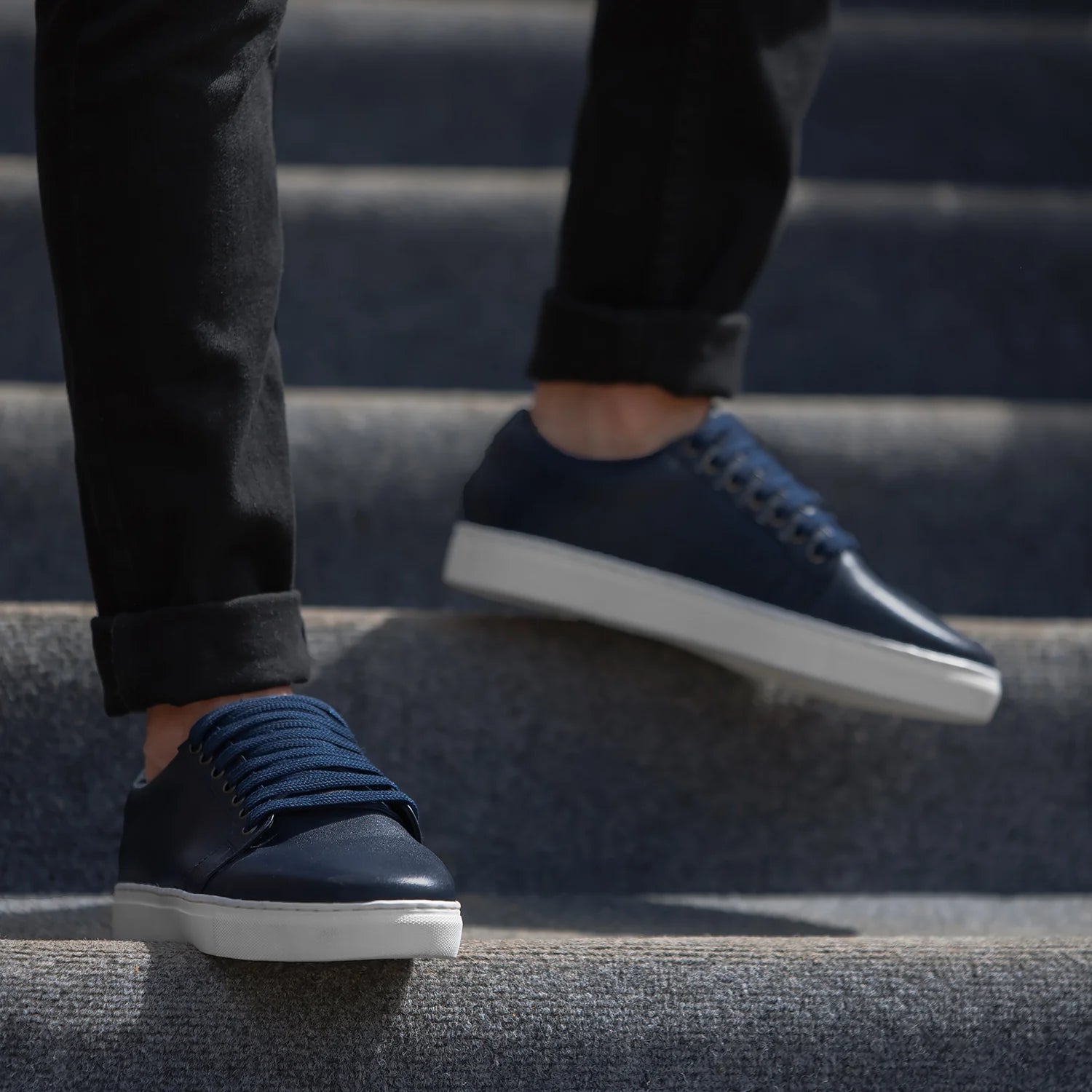 Murphy Low Top Midnight Blue Leather Sneakers by Dash Racegear - men Leather Shoes view 3