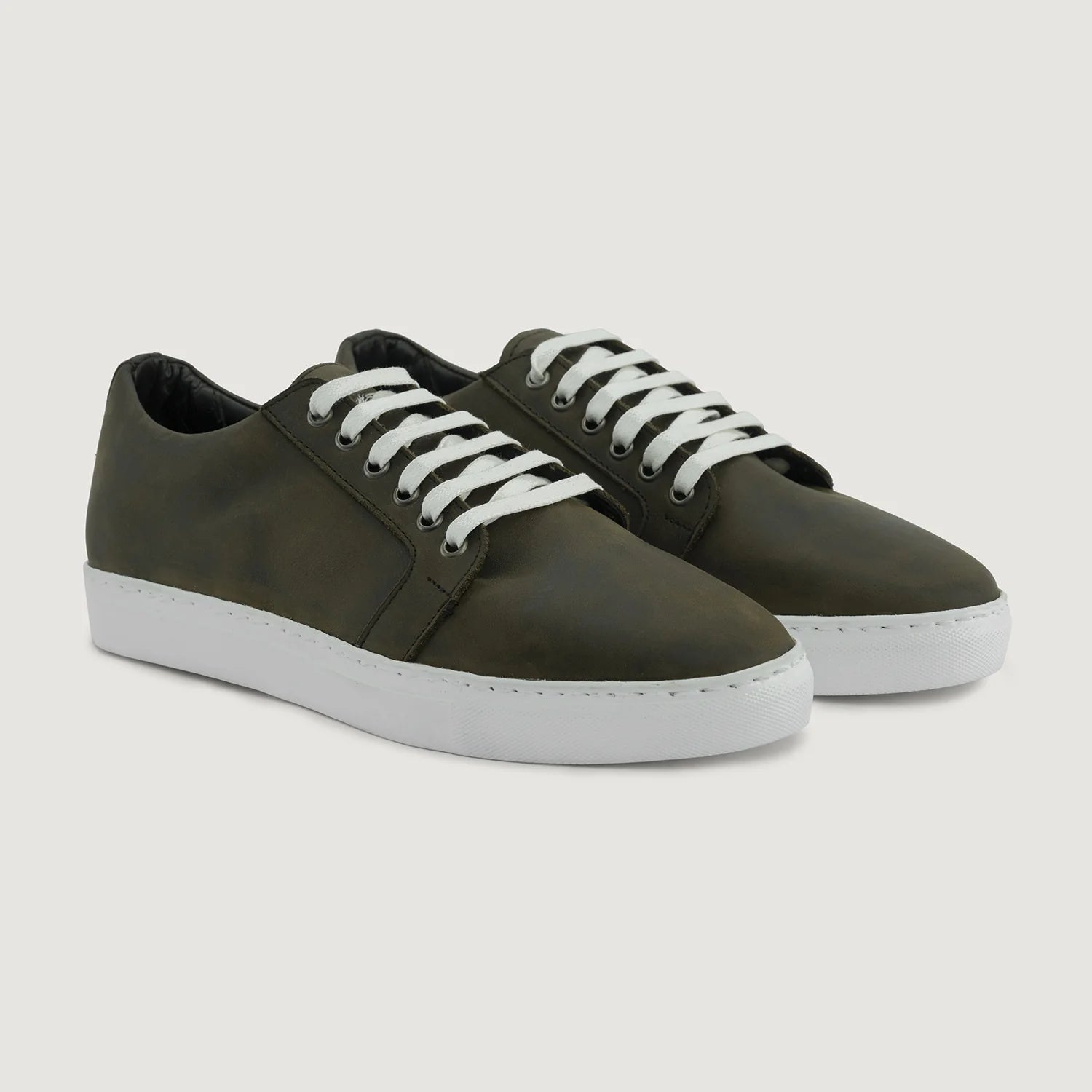 Murphy Low Top Olive Pullup Leather Sneakers by Dash Racegear - men Leather Shoes view 1