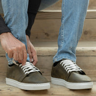 Murphy Low Top Olive Pullup Leather Sneakers by Dash Racegear - men Leather Shoes view 10