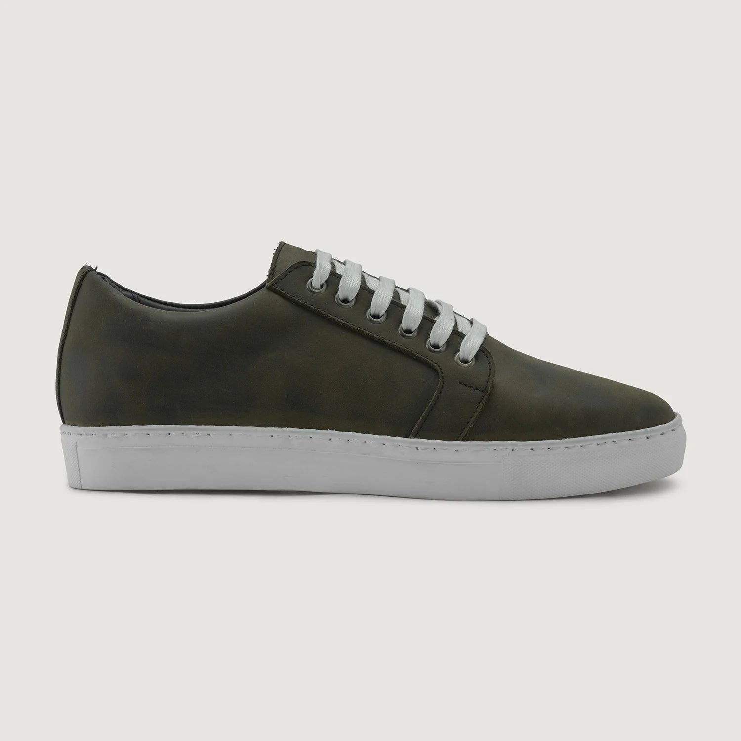 Murphy Low Top Olive Pullup Leather Sneakers by Dash Racegear - men Leather Shoes view 2