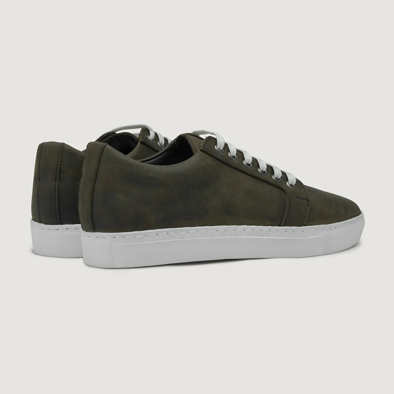 Murphy Low Top Olive Pullup Leather Sneakers by Dash Racegear - men Leather Shoes view 3