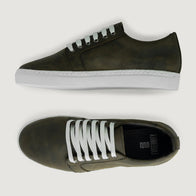 Murphy Low Top Olive Pullup Leather Sneakers by Dash Racegear - men Leather Shoes view 4