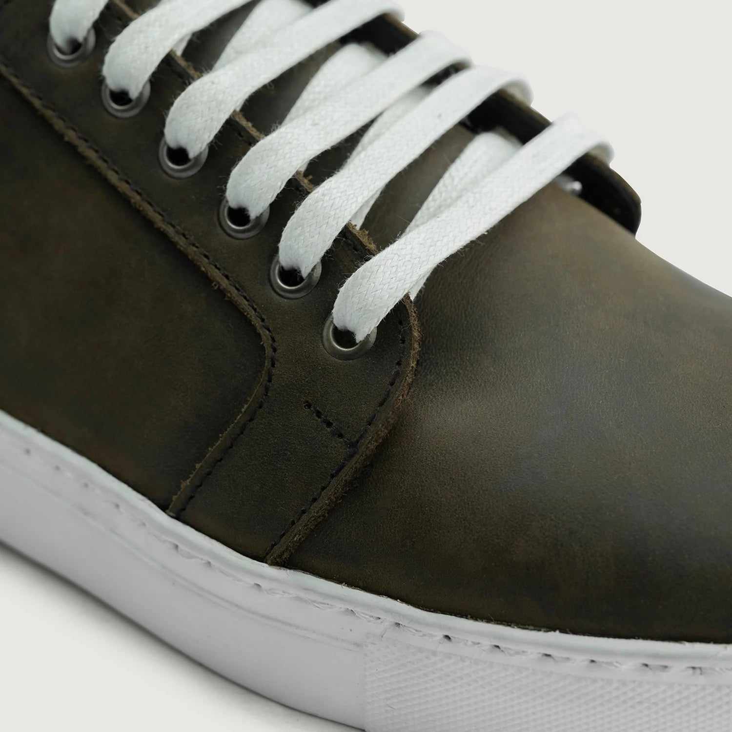 Murphy Low Top Olive Pullup Leather Sneakers by Dash Racegear - men Leather Shoes view 5