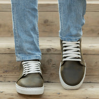 Murphy Low Top Olive Pullup Leather Sneakers by Dash Racegear - men Leather Shoes view 6