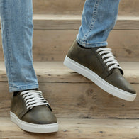 Murphy Low Top Olive Pullup Leather Sneakers by Dash Racegear - men Leather Shoes view 9