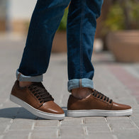 Murphy Low Top Tan Leather Sneakers by Dash Racegear - men Leather Shoes view 2