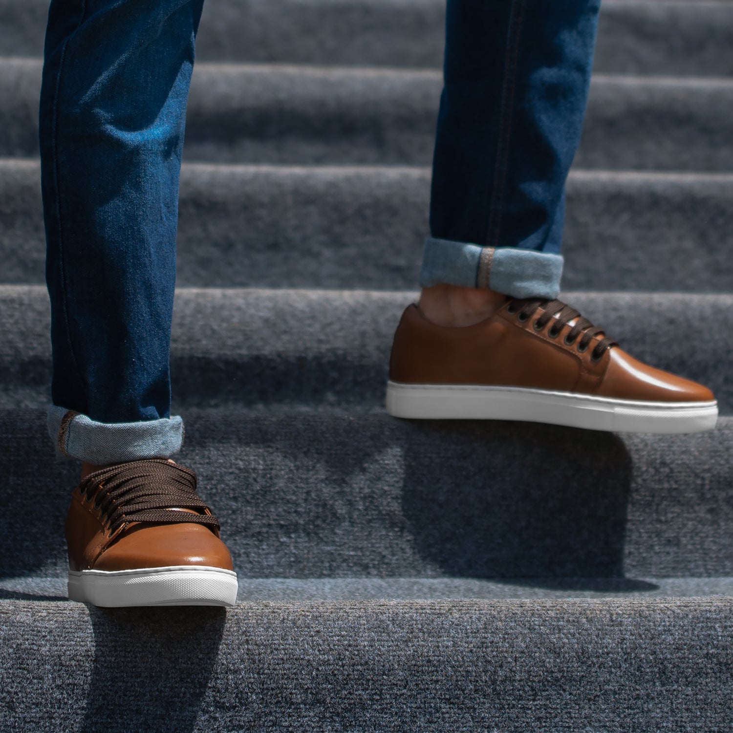 Murphy Low Top Tan Leather Sneakers by Dash Racegear - men Leather Shoes view 3