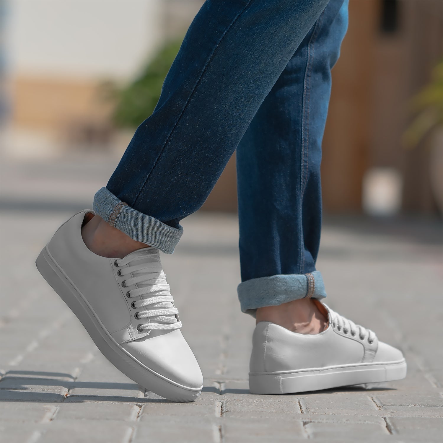 Murphy Low Top White Leather Sneakers by Dash Racegear - men Leather Shoes view 2