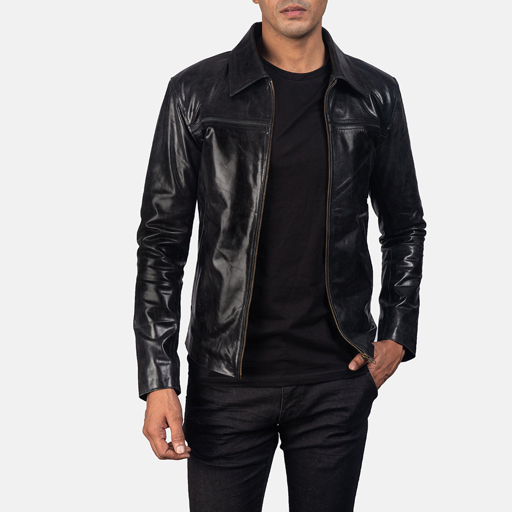 Mystical Black Leather Jacket by Dash Racegear - men Jacket view 1