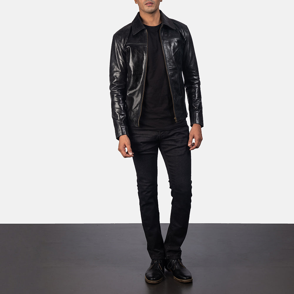 Mystical Black Leather Jacket by Dash Racegear - men Jacket view 4