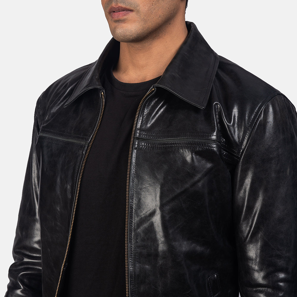 Mystical Black Leather Jacket by Dash Racegear - men Jacket view 6
