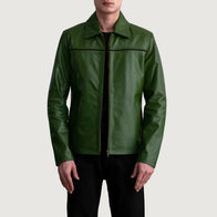 Mystical Green Leather Jacket by Dash Racegear - men Jacket view 1