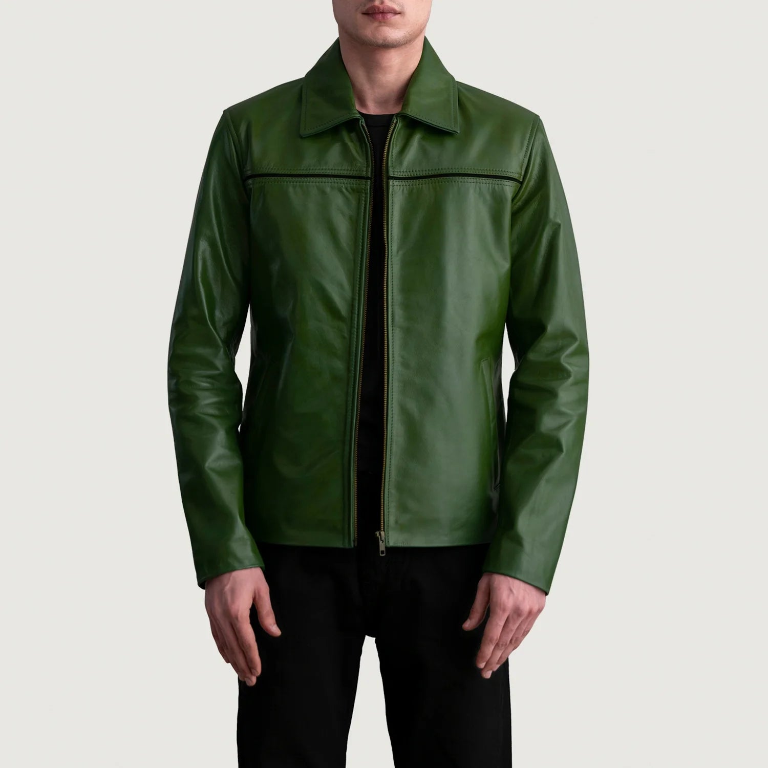 Mystical Green Leather Jacket by Dash Racegear - men Jacket view 1