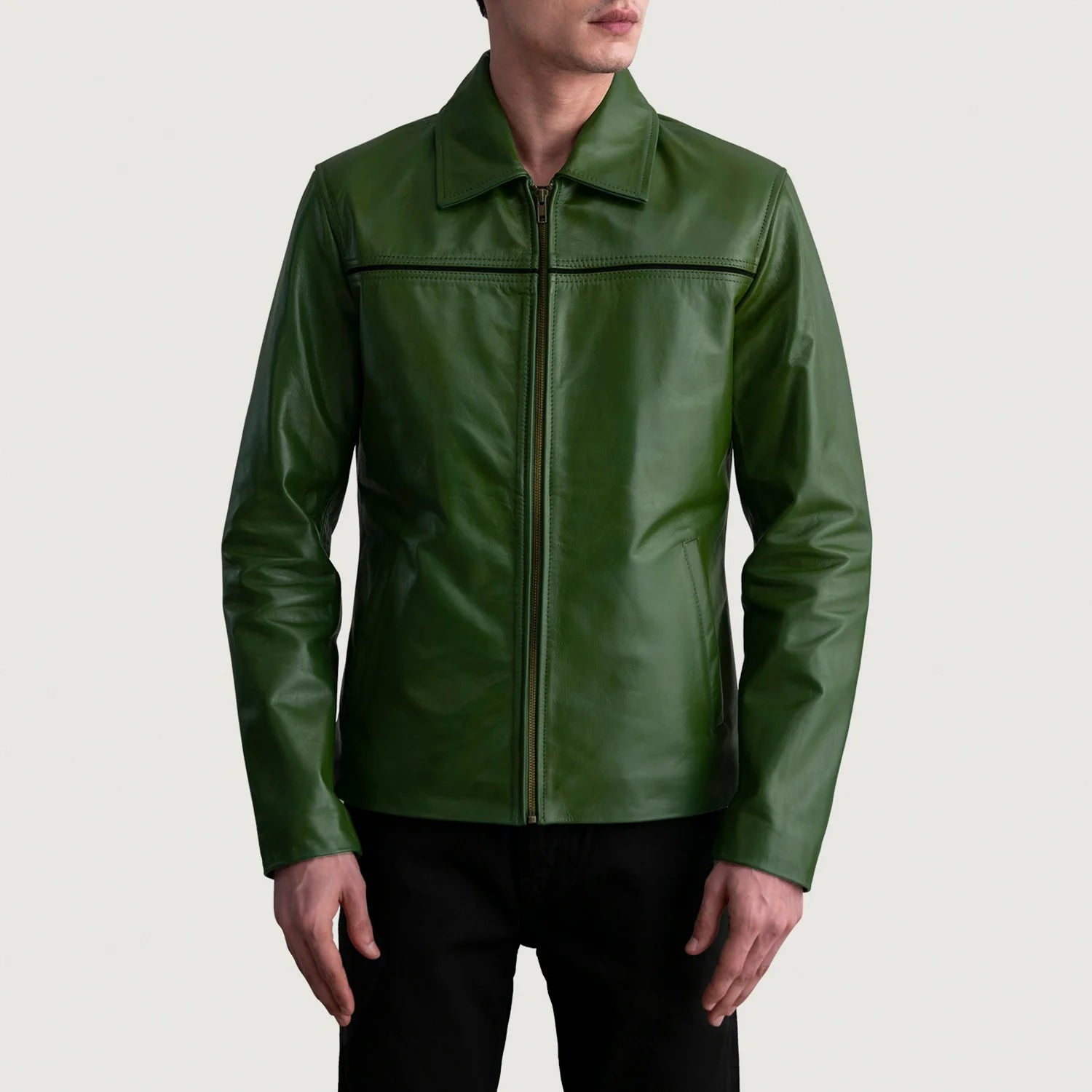 Mystical Green Leather Jacket by Dash Racegear - men Jacket view 3