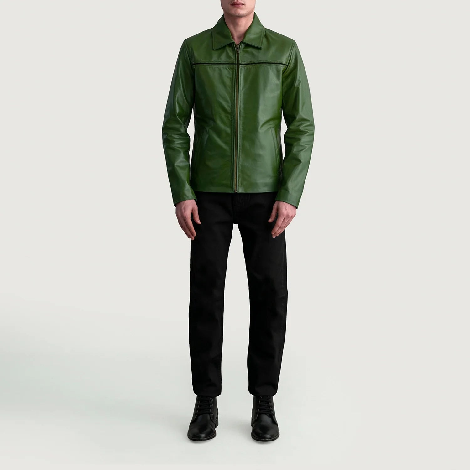 Mystical Green Leather Jacket by Dash Racegear - men Jacket view 4