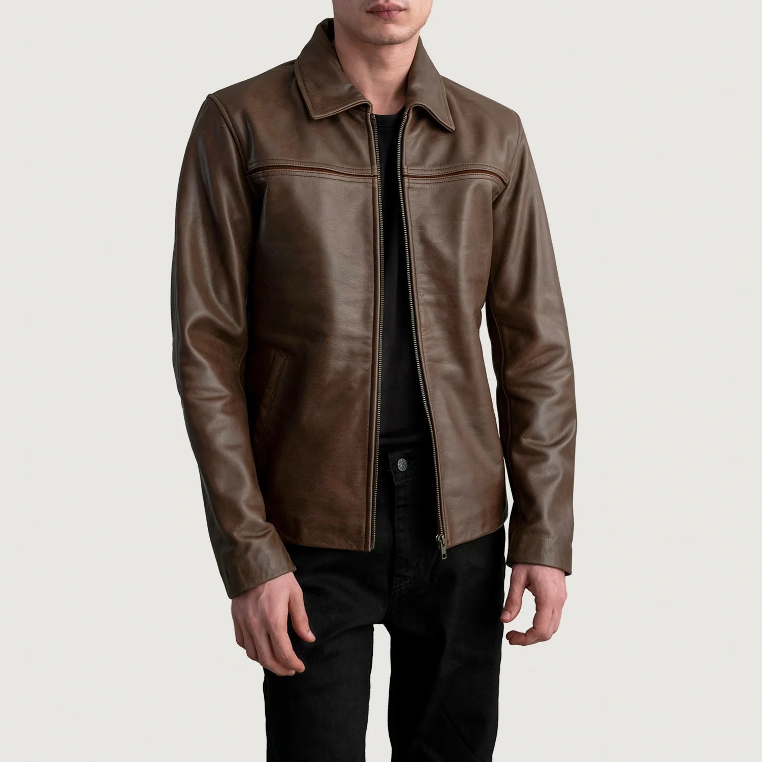 Mystical Pullup Brown Leather Jacket by Dash Racegear - men Jacket view 1