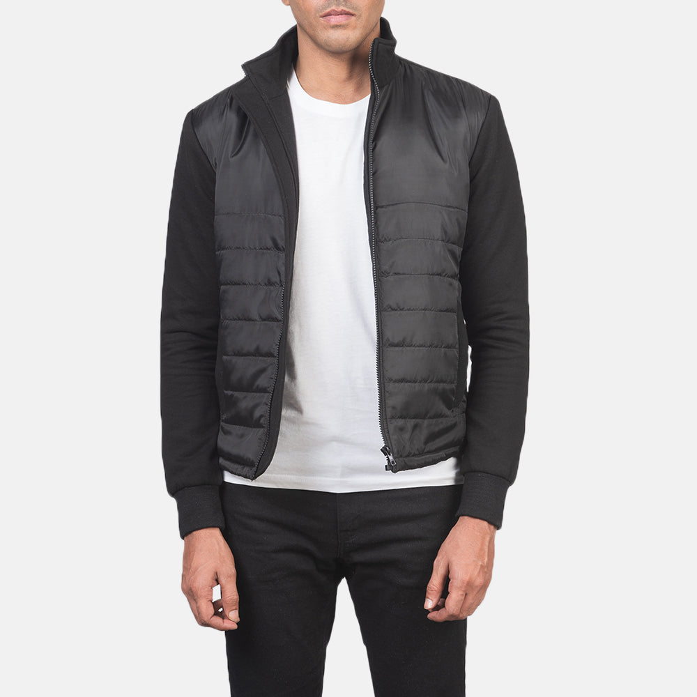 Nashville Quilted Black Windbreaker Jacket by Dash Racegear - men Jacket view 1