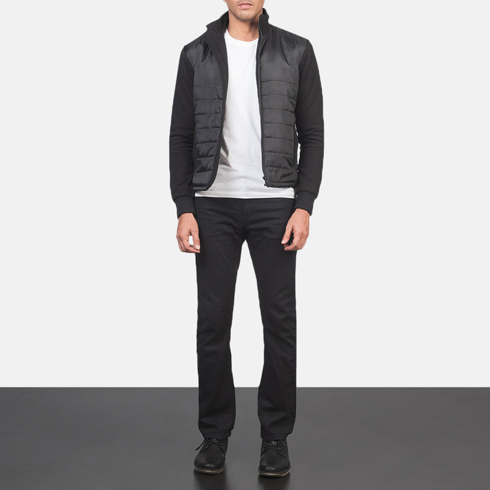 Nashville Quilted Black Windbreaker Jacket by Dash Racegear - men Jacket view 3