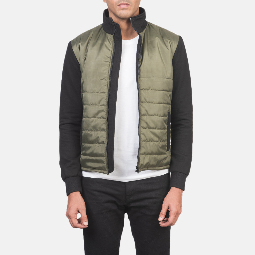 Nashville Quilted Green Windbreaker Jacket by Dash Racegear - men Jacket view 1