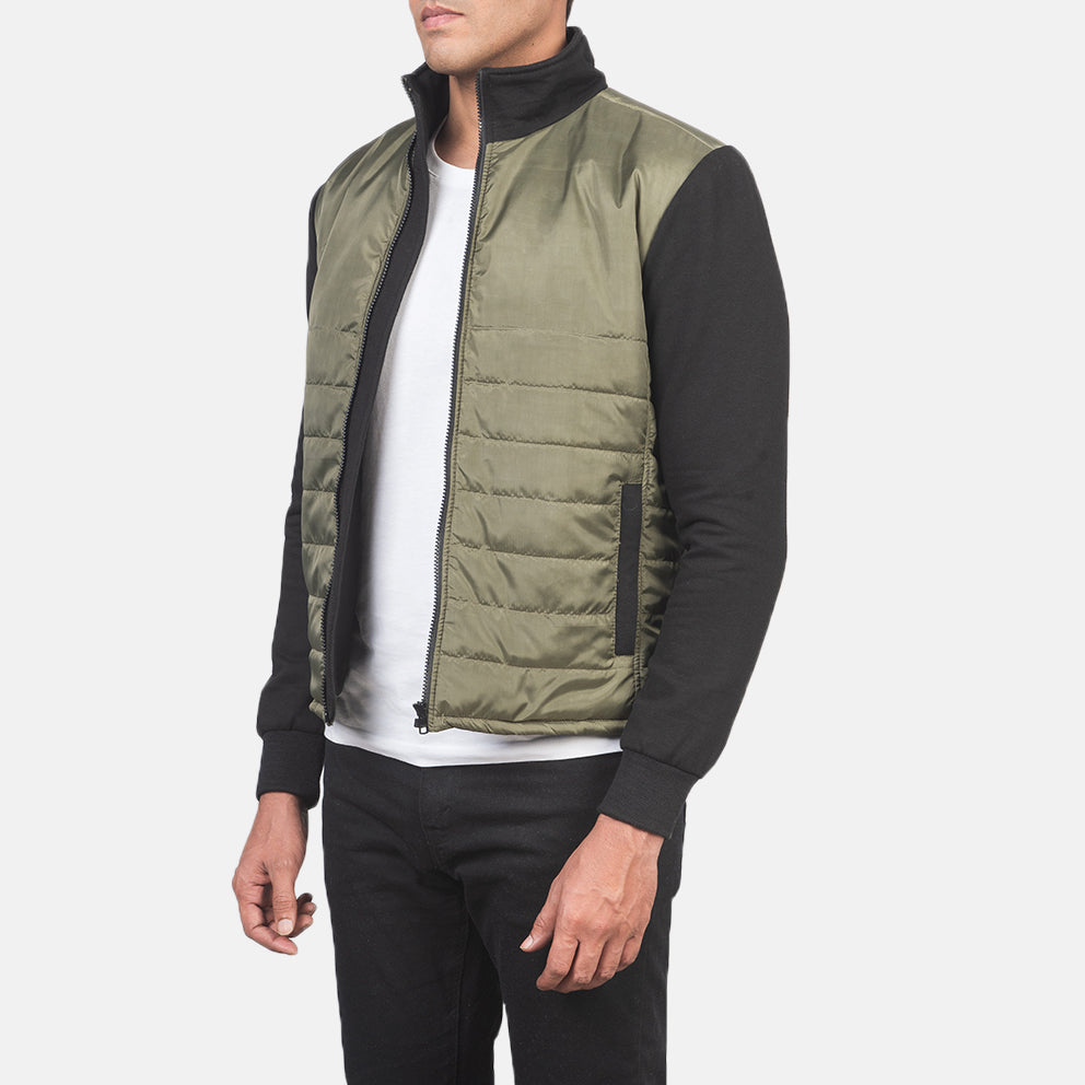 Nashville Quilted Green Windbreaker Jacket by Dash Racegear - men Jacket view 2