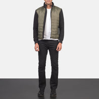 Nashville Quilted Green Windbreaker Jacket by Dash Racegear - men Jacket view 3