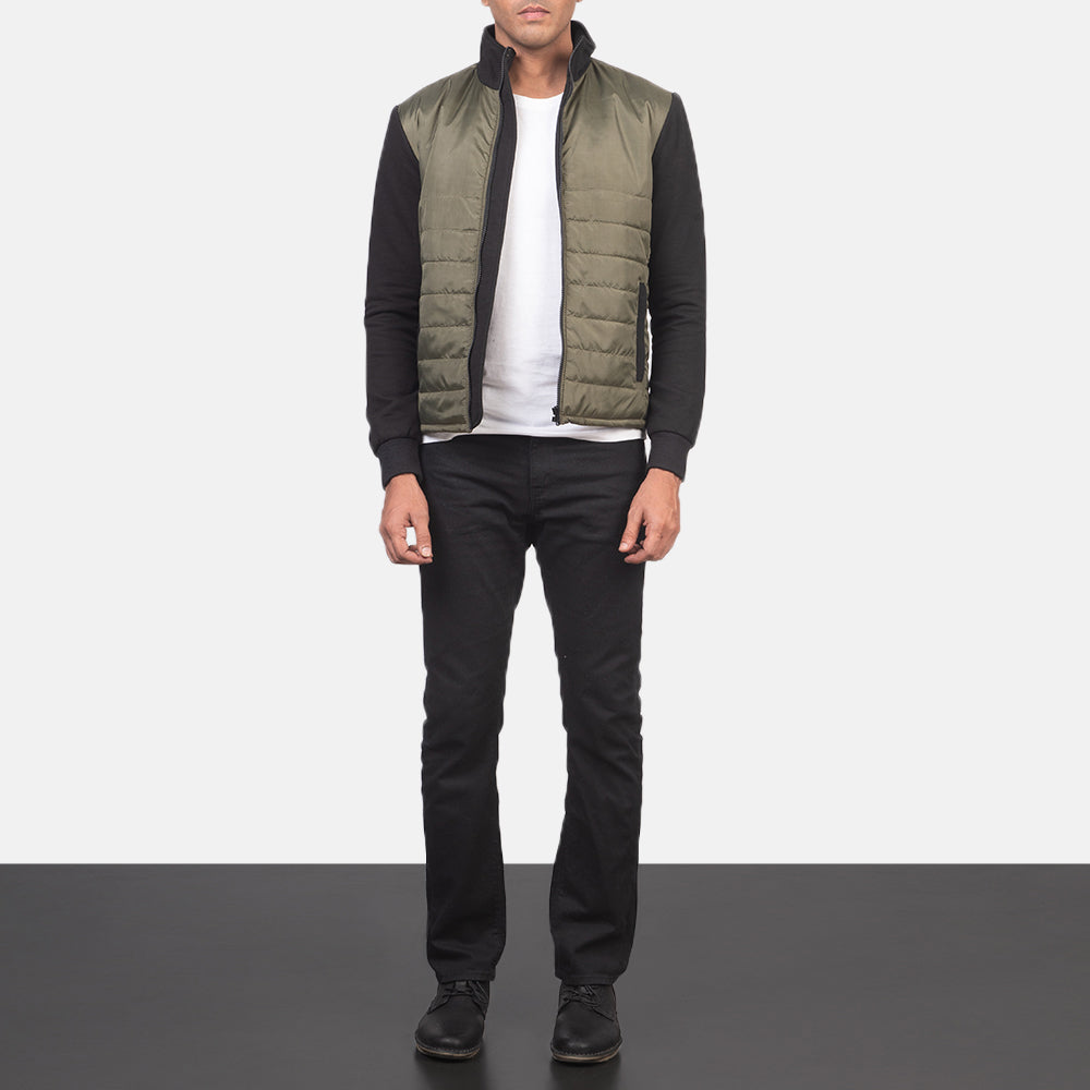 Nashville Quilted Green Windbreaker Jacket by Dash Racegear - men Jacket view 3