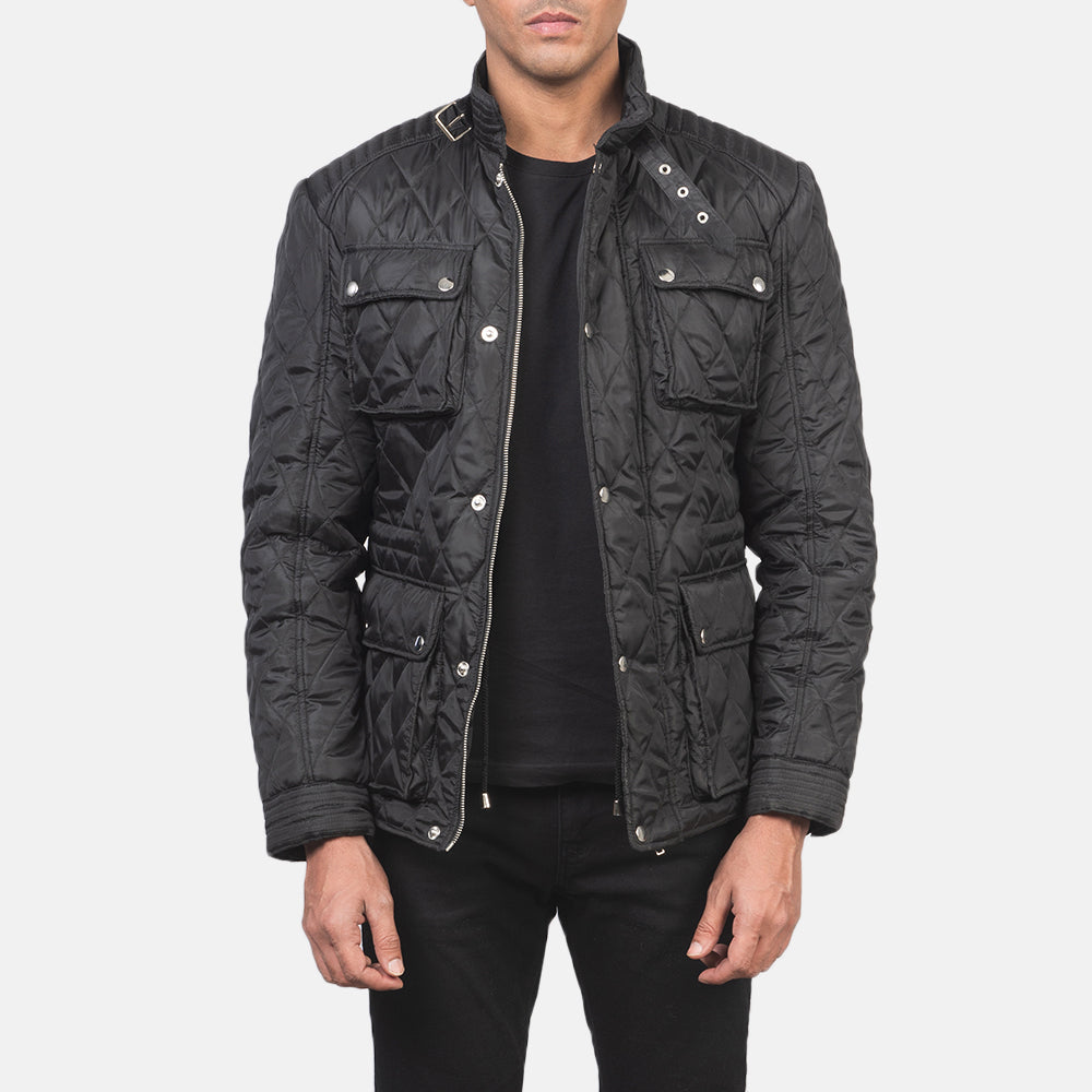 Nelson Quilted Black Windbreaker Jacket by Dash Racegear - men Jacket view 1