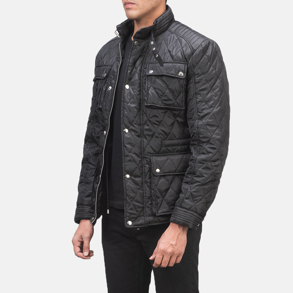 Nelson Quilted Black Windbreaker Jacket by Dash Racegear - men Jacket view 2