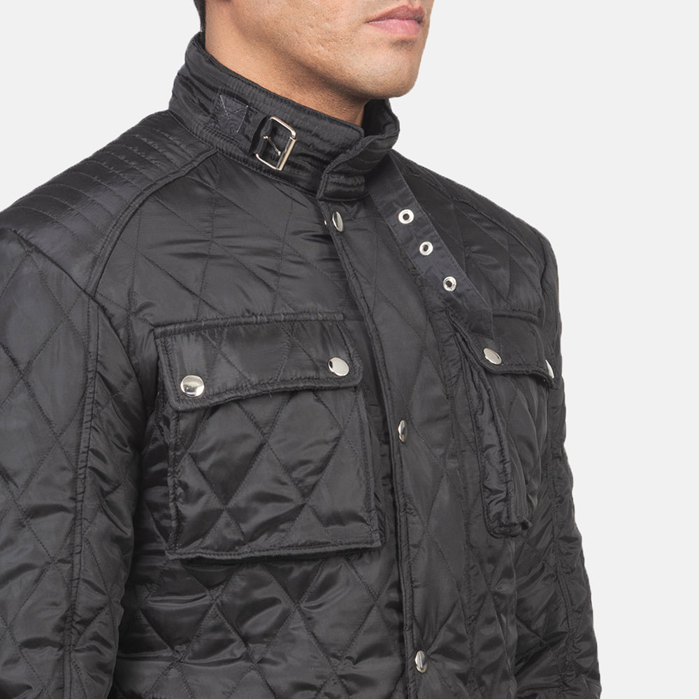 Nelson Quilted Black Windbreaker Jacket by Dash Racegear - men Jacket view 6