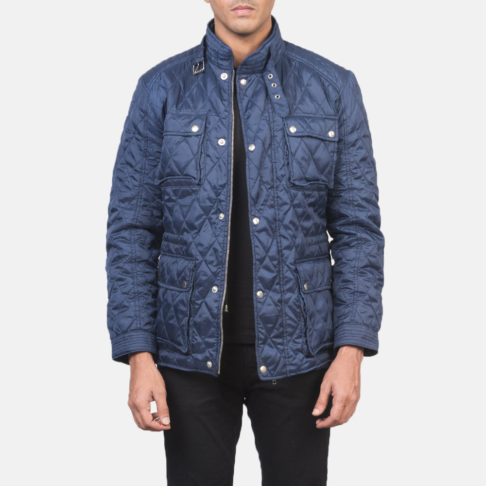 Nelson Quilted Blue Windbreaker Jacket by Dash Racegear - men Jacket view 1