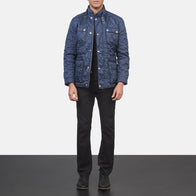 Nelson Quilted Blue Windbreaker Jacket by Dash Racegear - men Jacket view 4
