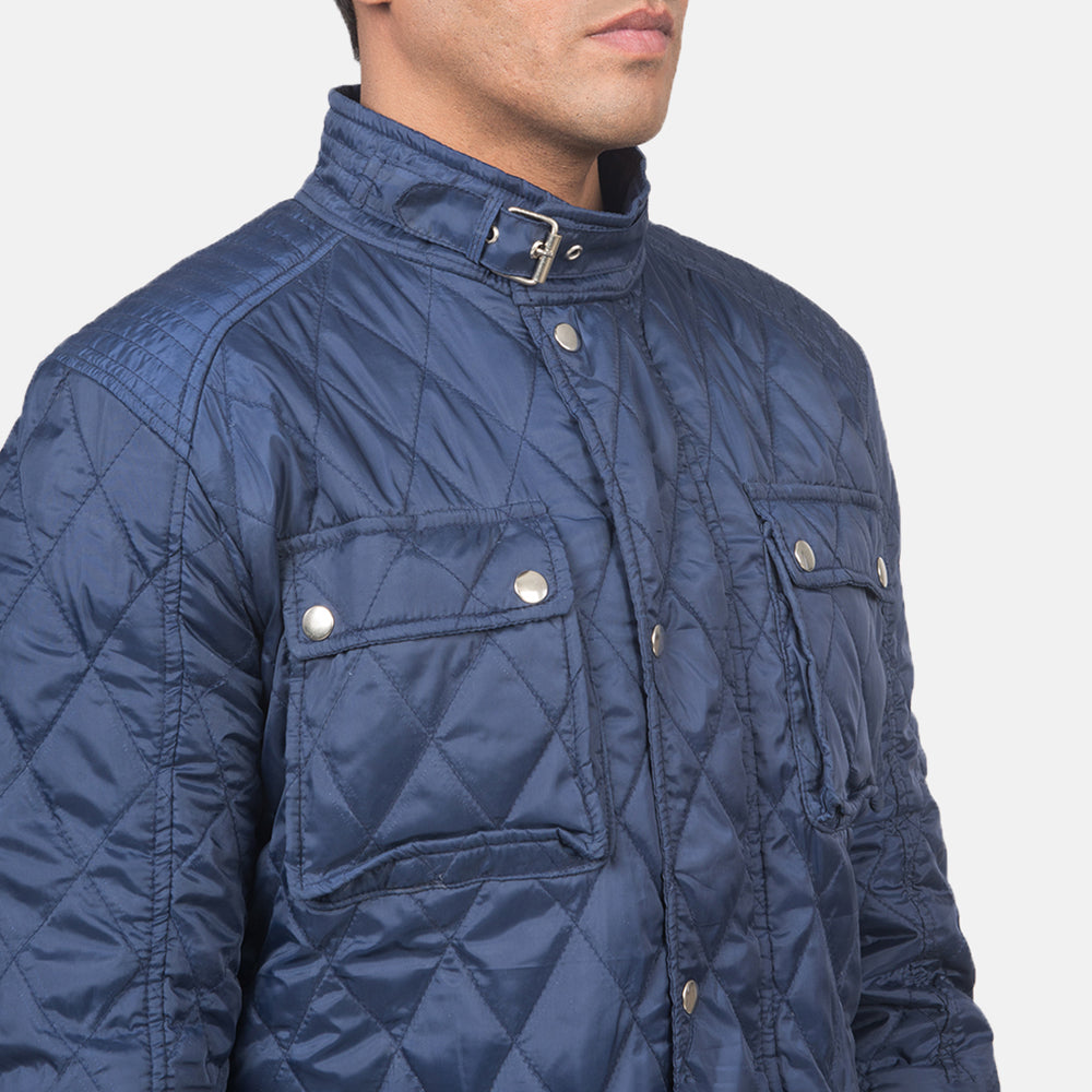 Nelson Quilted Blue Windbreaker Jacket by Dash Racegear - men Jacket view 5