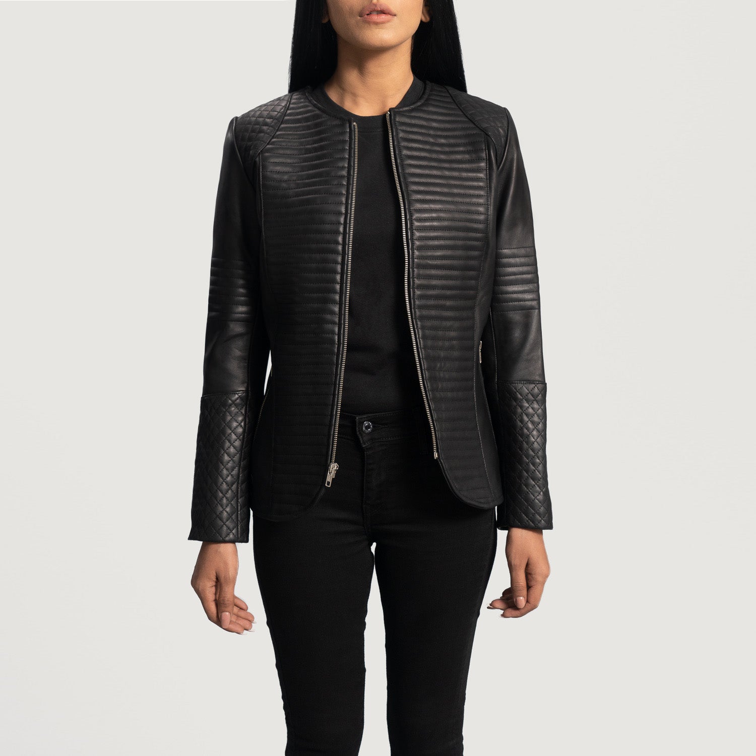Nexi Quilted Black Leather Jacket by Dash Racegear - women Jacket view 1