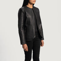 Nexi Quilted Black Leather Jacket by Dash Racegear - women Jacket view 2