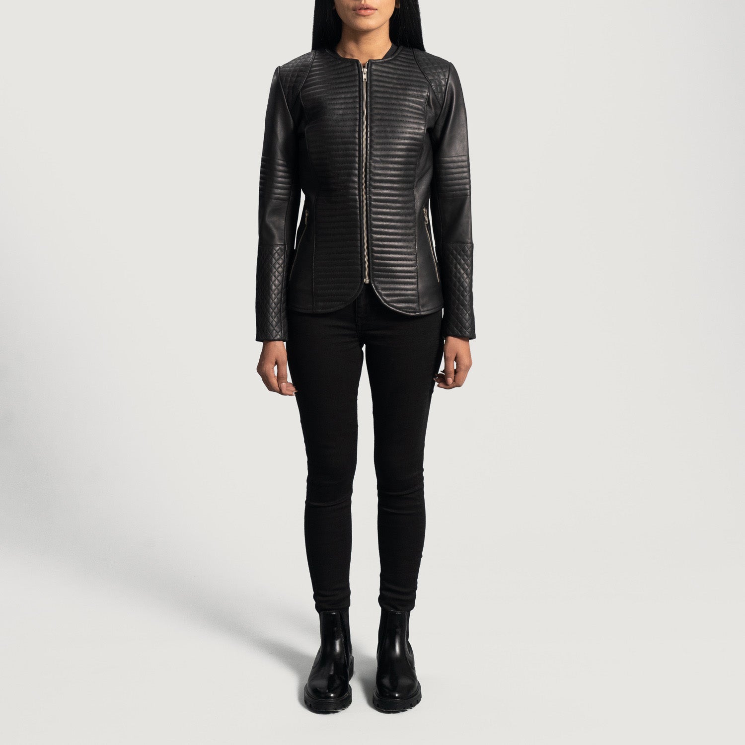 Nexi Quilted Black Leather Jacket by Dash Racegear - women Jacket view 3