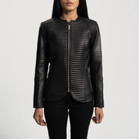 Nexi Quilted Black Leather Jacket by Dash Racegear - women Jacket view 4