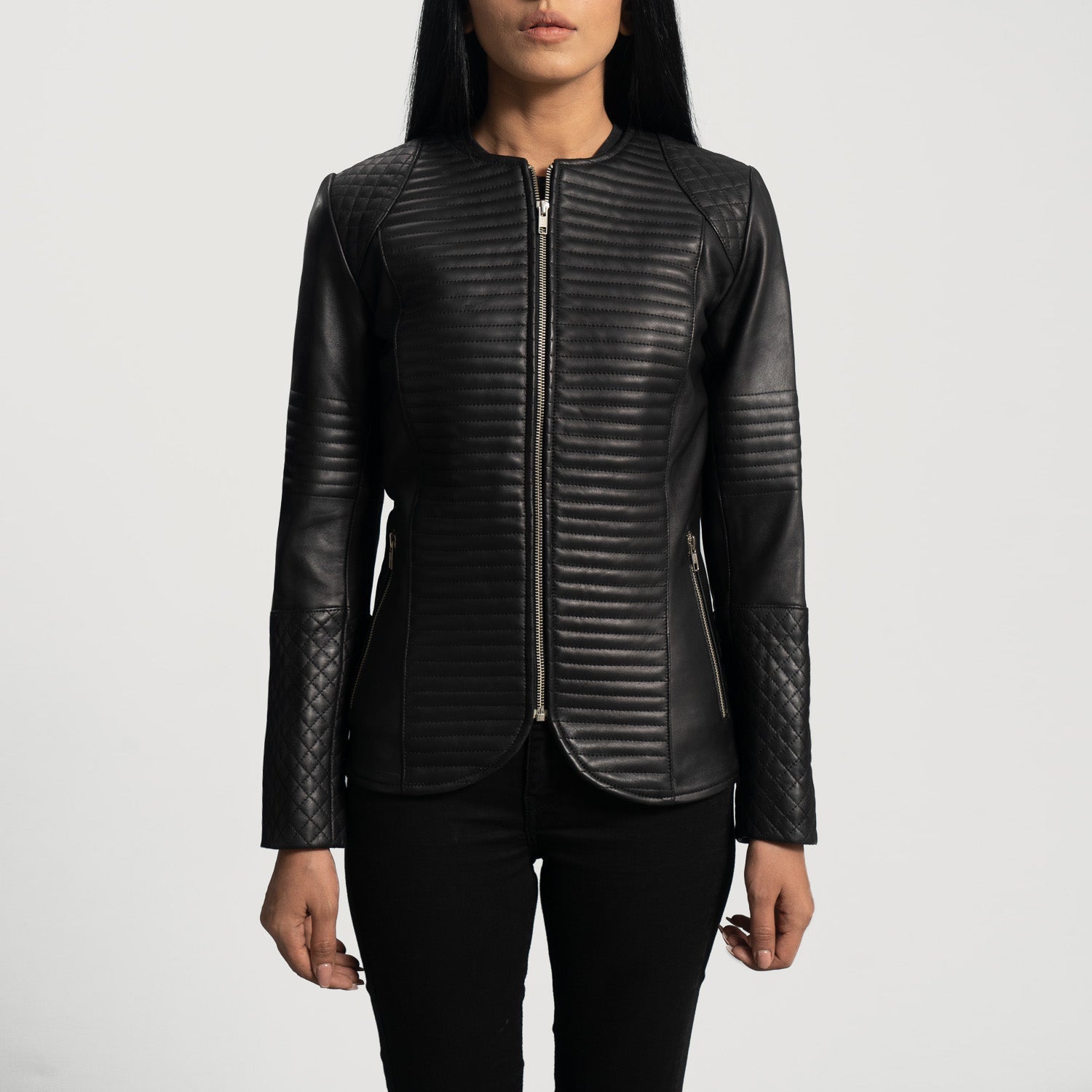Nexi Quilted Black Leather Jacket by Dash Racegear - women Jacket view 4