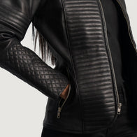 Nexi Quilted Black Leather Jacket by Dash Racegear - women Jacket view 6