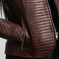 Nexi Quilted Maroon Leather Jacket by Dash Racegear - women Jacket view 6